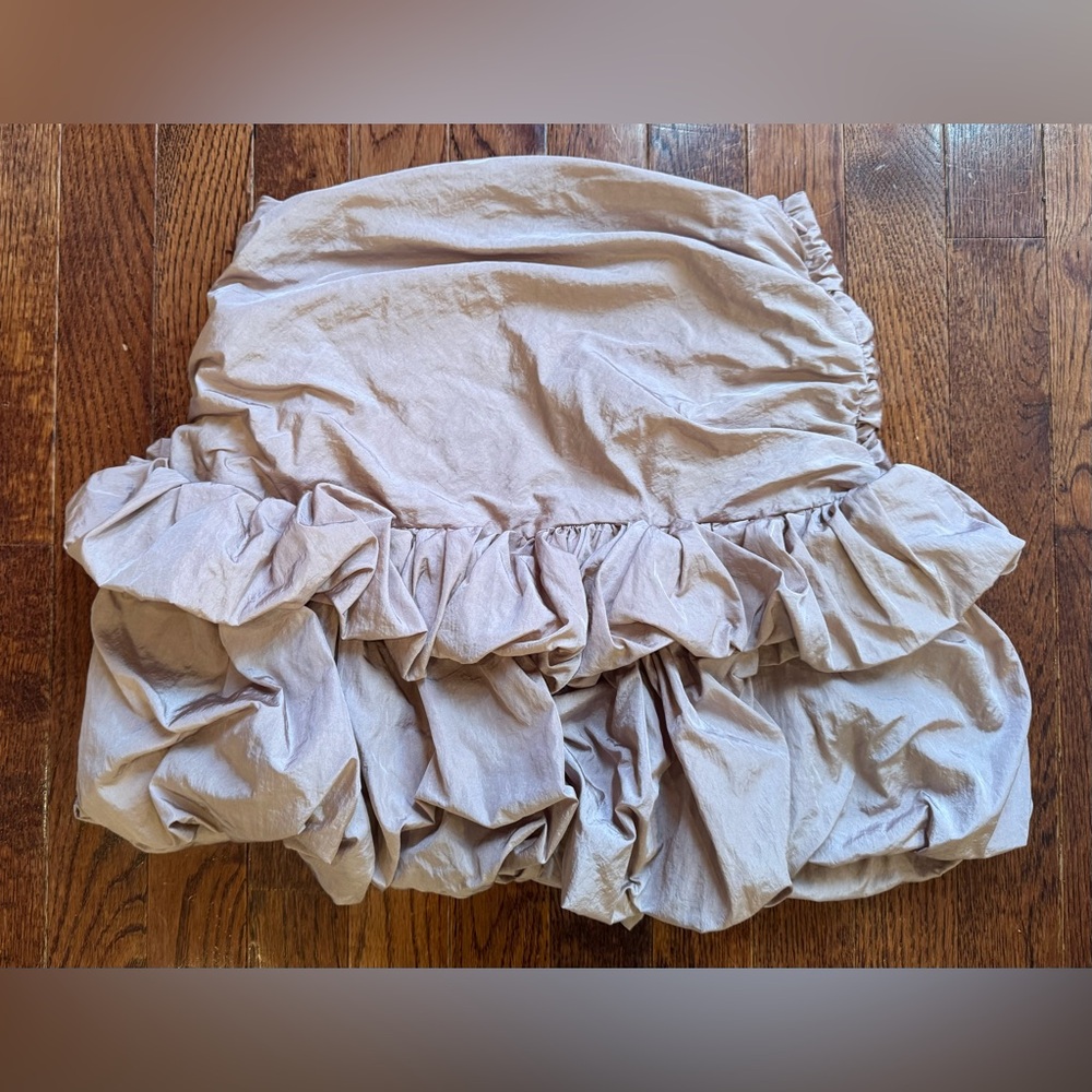 Balloon Ribbon Ruched Puff Mini Skirt Pants Store Small Dusty Light Pink Ruffles